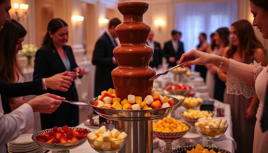 Chocolate fountain service in action at an event