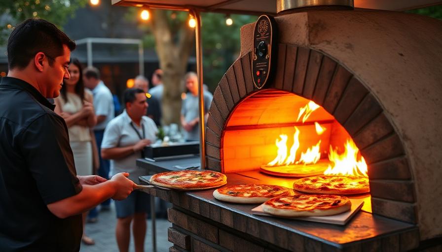 Pizza service in action at an event